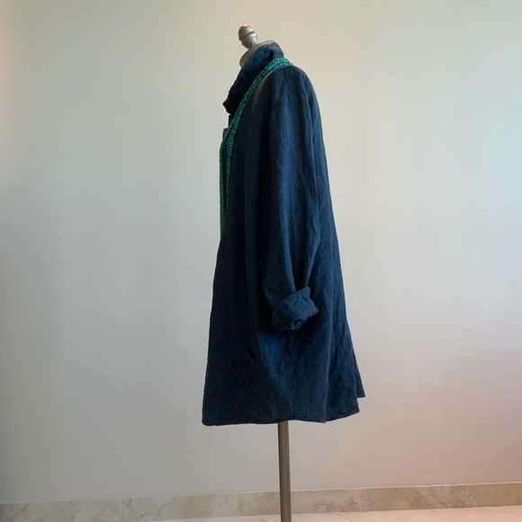 Chic Navy Flax Top Sz 1G/14 - Picture 4 of 5